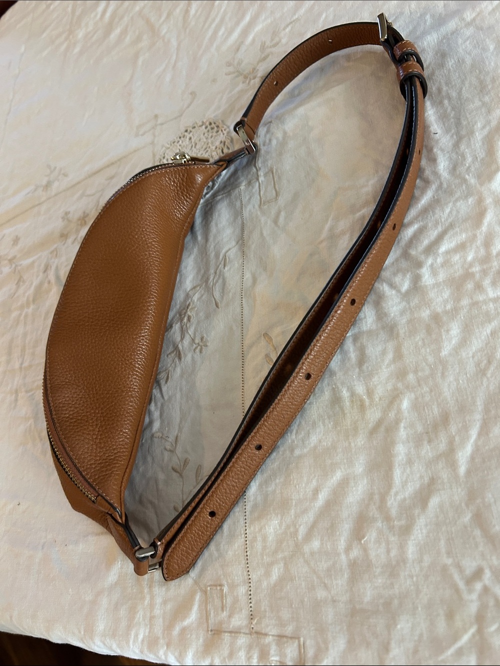 kate spade Cognac Pebbled Leather Crossbody Belt Bag with Gold Hardware - Picture 6 of 6